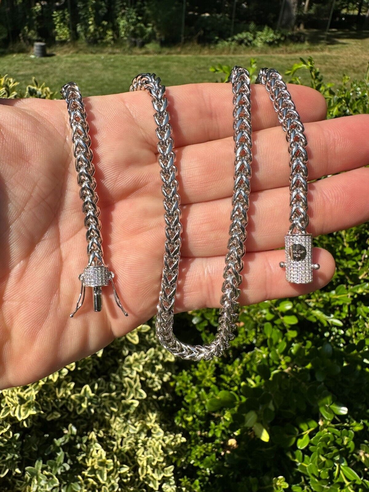 thumbnail image 2 of Iced Moissanite Clasp Rope Chain Necklace – 14k Gold Plated Stainless Steel, Unisex Hip Hop Style 4-6mm 2 of 5