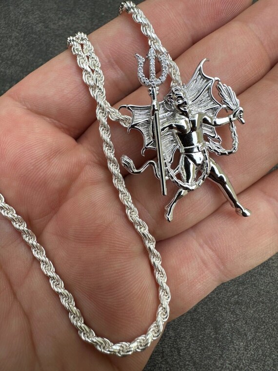 MOISSANITE Devil Satan Demon Diablo Pendant, 925 Sterling Silver