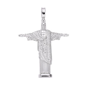 Moissanite Christ The Redeemer Pendant: 925 Sterling Silver Rio de Janeiro image 3