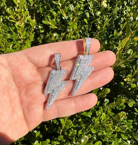 Iced out lightning bolt pendant best sale