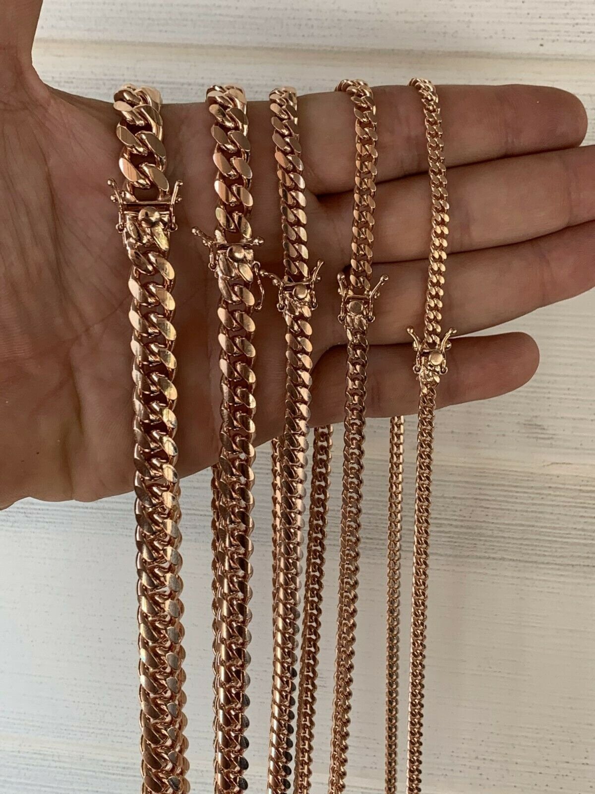 7-40 Heavy Stainless Steel Rose Gold Men's Curb Chain Necklace Or Bracelet - Unbranded, Durable 316L Steel
