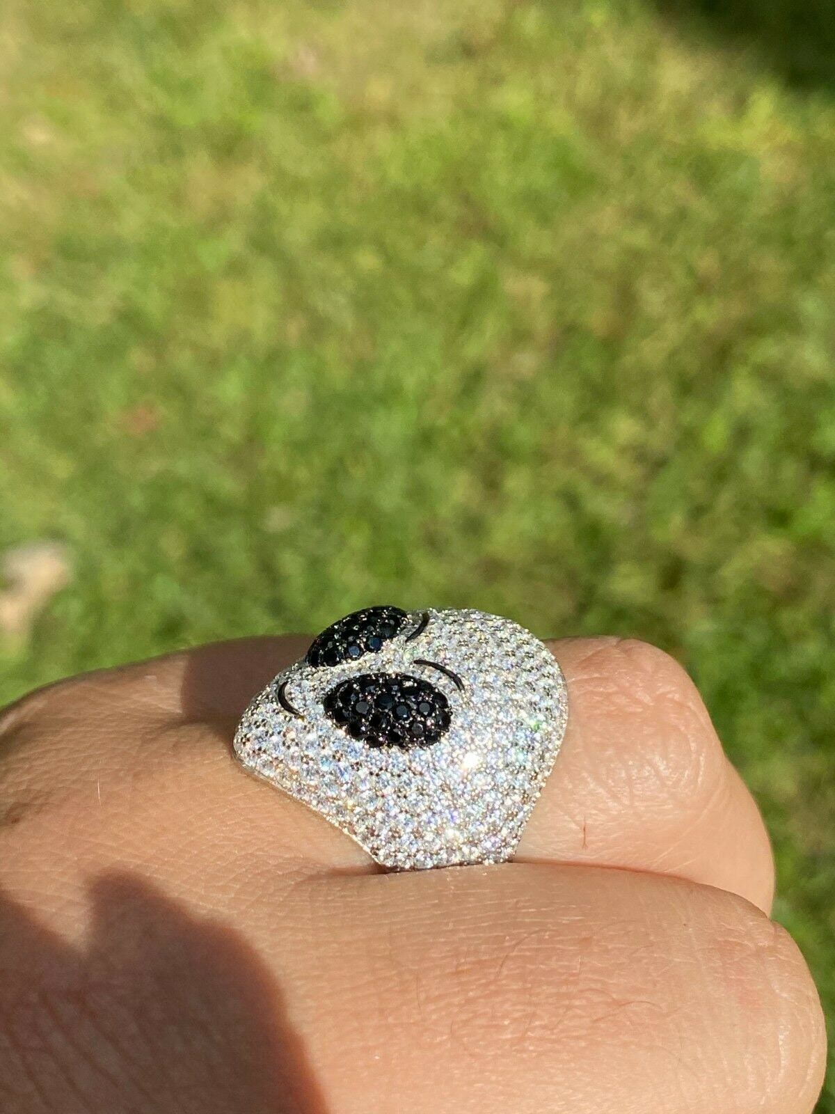 Custom Made Real Solid 925 Sterling Silver Hip Hop Alien