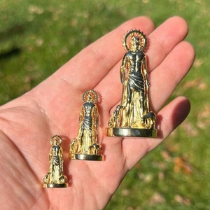 Men&#39;s Women&#39;s St. Lazarus San Lazaro Pendant Real Solid 925 Sterling Silver, Gold Vermeil Finish, 3 Sizes: Small, Medium & Large