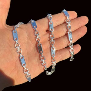 Men&#39;s or Women&#39;s Truly Unique 7.5mm 925 Sterling Silver Modified Mariner Link Chain 18&quot; to 28&quot; Lengths OR Bracelets 7&quot; to 8.5&quot; Lengths