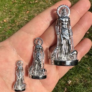Men&#39;s Women&#39;s St. Lazarus San Lazaro Pendant Real Solid 925 Sterling Silver, Rhodium Finish, 3 Sizes: Small, Medium & Large