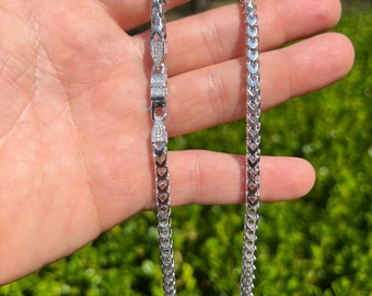 Real Italy 925 Sterling Silver Flat Cuban Link Chain Bracelet Mens & Women  5MM