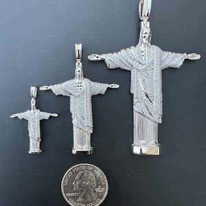 Moissanite Christ The Redeemer Pendant: 925 Sterling Silver Rio de Janeiro image 5