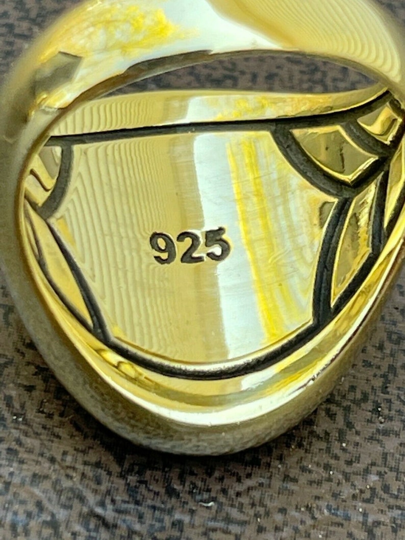 Men's Real Solid 925 Sterling Silver W/14k Gold Finish Etsy