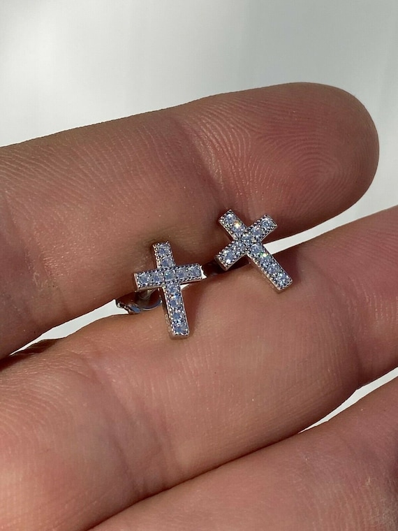 Fake diamond cross earrings deals