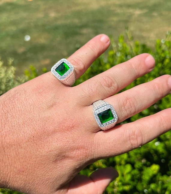 Buy | Silver American Diamond Emerald Adjustable Ring | B303-RB54 |  Cilory.com