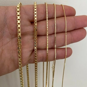 Gold over Real Solid 925 Sterling Silver Squared Box Chain 1-4mm Necklace Men Ladies 16-30&quot; Handmade, Great for Pendants!