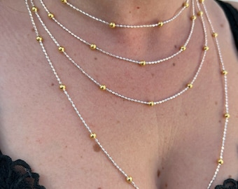 Two Tone Sterling Silver Beaded Rope Chain – 14k Gold Vermeil