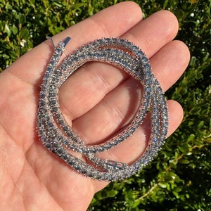 Men's Women's Iced Out 3MM Blue-Gray MOISSANITE Tennis Chains Solid 925 Sterling Silver, 16" - 28", PASSES DIAMOND Tester!!!