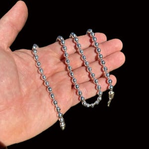 Men&#39;s Women&#39;s 6mm Semi-Hollow 925 Sterling Silver Diamond Cut Ball Moon Large Bead Chain 18&quot; - 30&quot; lengths