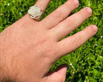 Men's Iced Out 14k Gold Over Solid 925 Sterling Silver King Men's Iced Out 14k Gold Over Solid 925 Sterling Silver King