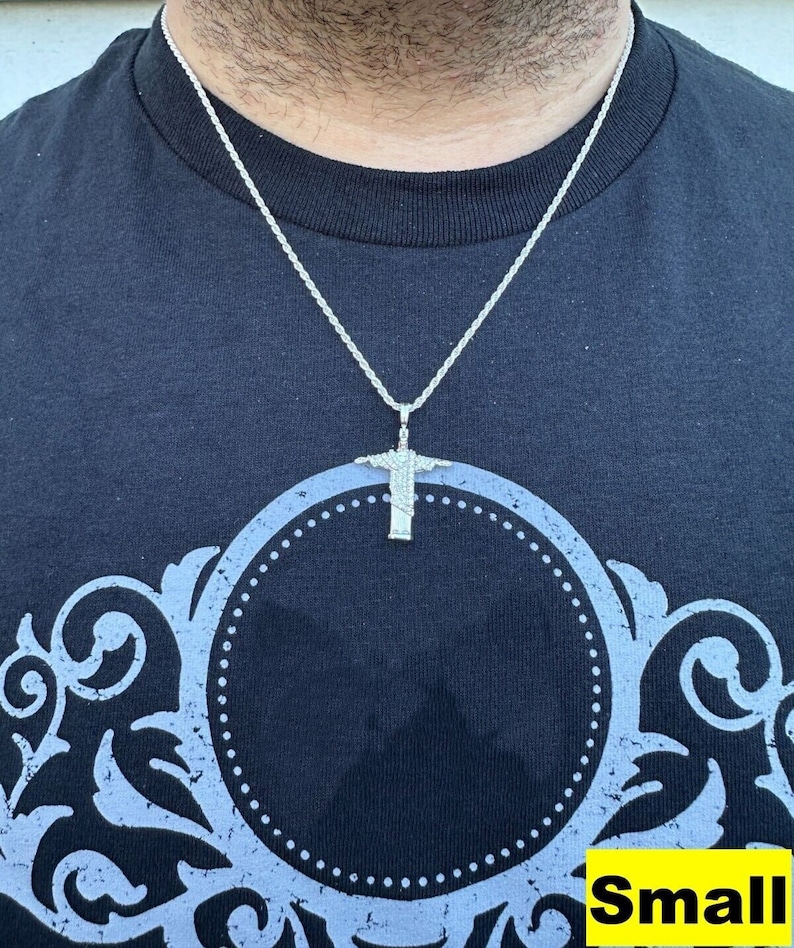 Moissanite Christ The Redeemer Pendant: 925 Sterling Silver Rio de Janeiro image 9