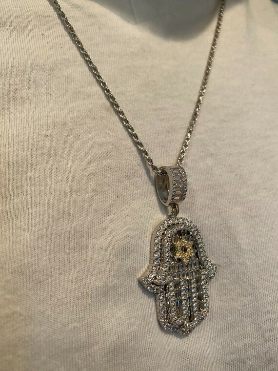 Mano Di Hamsa Ciondolo Collana In Argento Sterling 925 Placcato - Foto 11