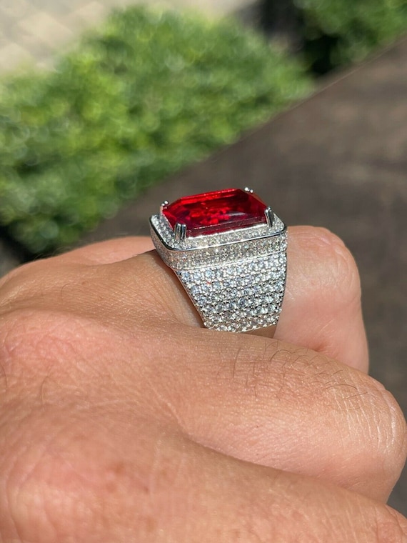Pink Spinel & Moissanite Dainty Solitaire Ring In Rhodium