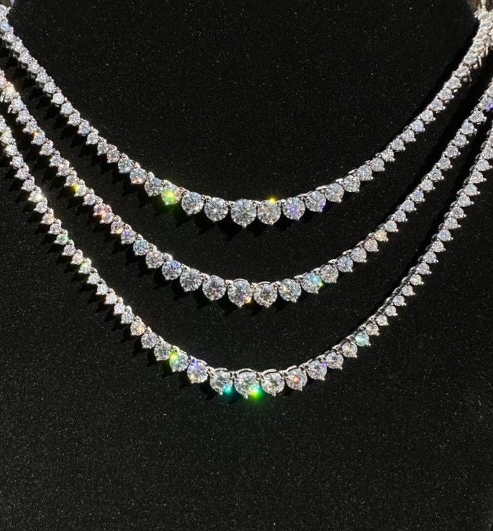 Super Iced Out Moissanite Riviera 3-7mm Graduated Tennis