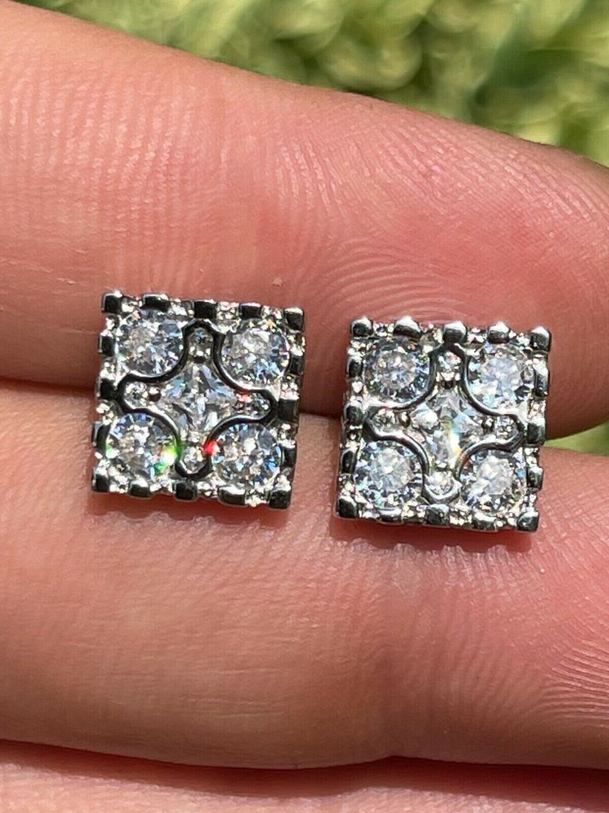 Orecchini Unisex Hip Hop Rotondi CZ Orecchini A Bottone Placcati In - Foto 9