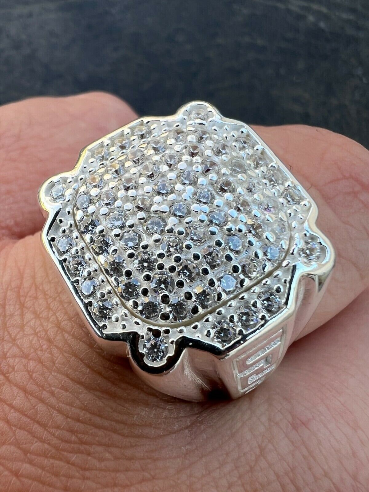 Men's Real Solid 925 Sterling Silver Iced Out Simulated