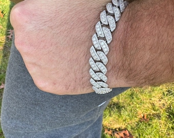 MOISSANITE 10mm, 12mm, 14mm Rounded Prong Miami Cuban Link