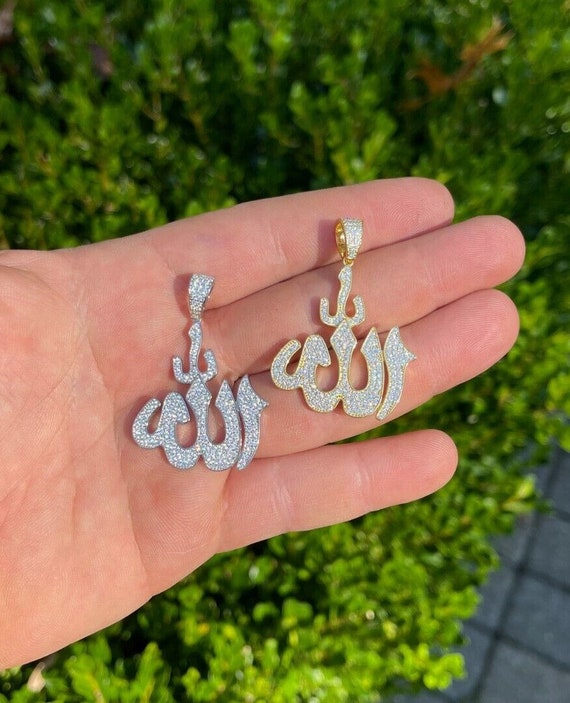 925 Sterling Silver Iced Out MOISSANITE Allah Symbol Islamic