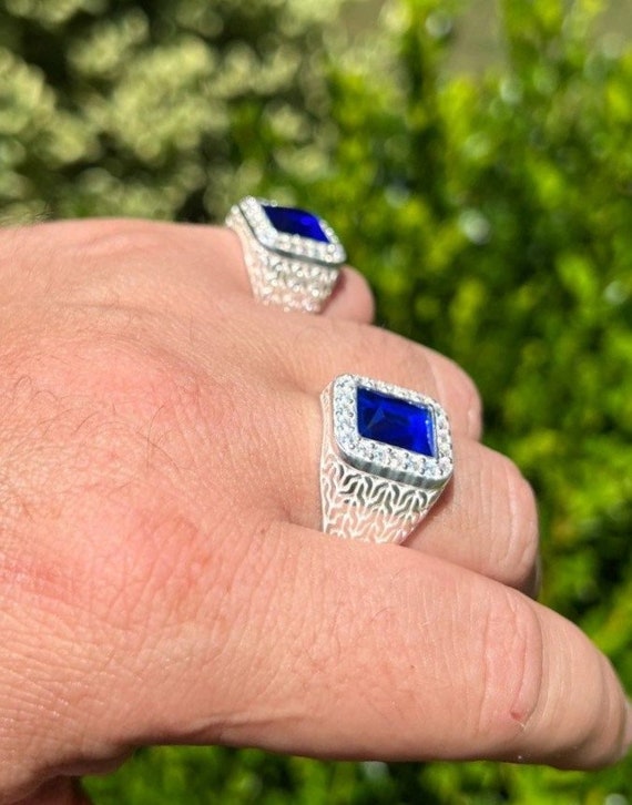 Men's Real Solid Natural 925 Sterling Silver Square Blue Sapphire Pinky Ring Size 6, 7, 8, 9, 10, 11, 12, 13.R147D - Etsy Men's Real Solid Natural 925 Sterling Silver Square Blue Sapphire Pinky Ring Size 6, 7, 8, 9, 10, 11, 12, 13.R147D - Etsy