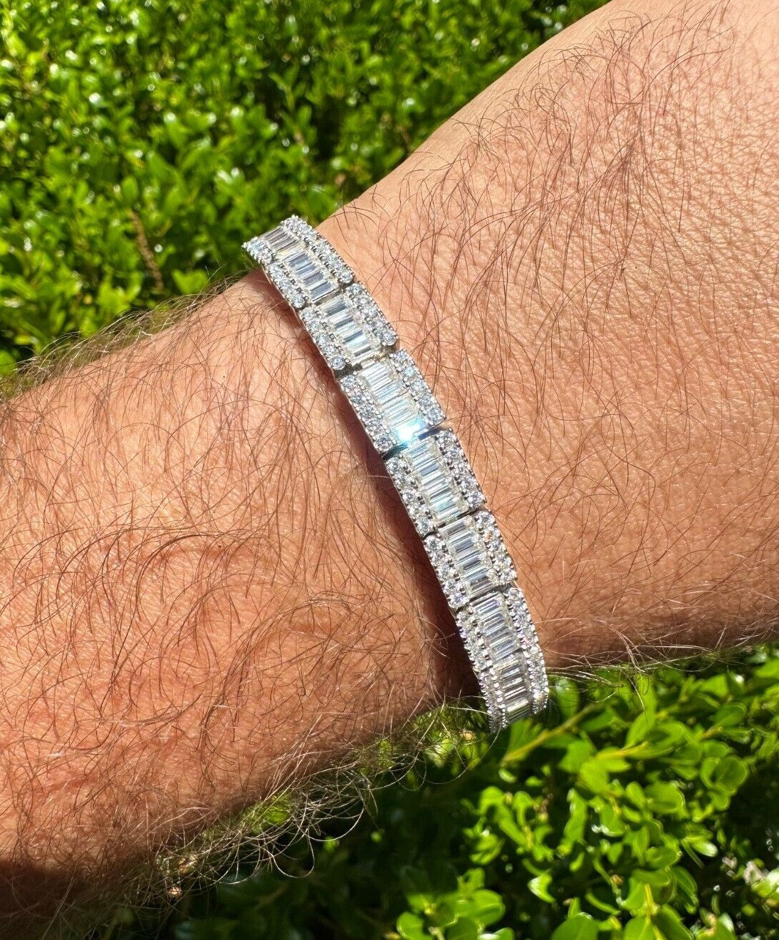 5.00 ct. t.w. Round and Baguette Diamond Bracelet in 18kt Gold Over  Sterling | Ross-Simons