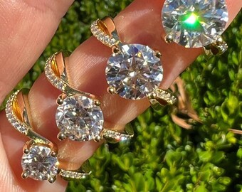 Moissanite Infinity Ring: 14k Gold over Sterling Silver Promise Ring