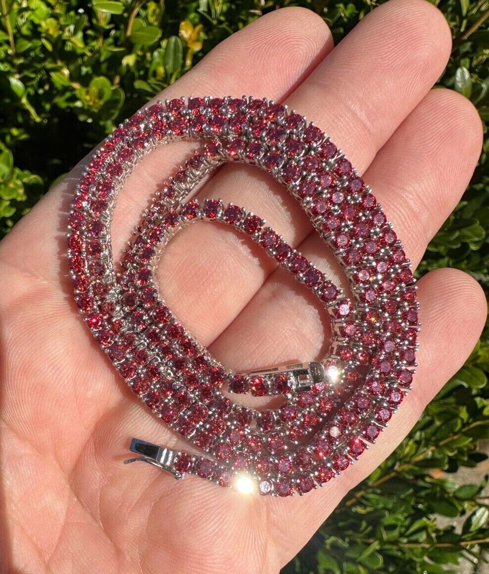 Red diamond tennis chain outlet