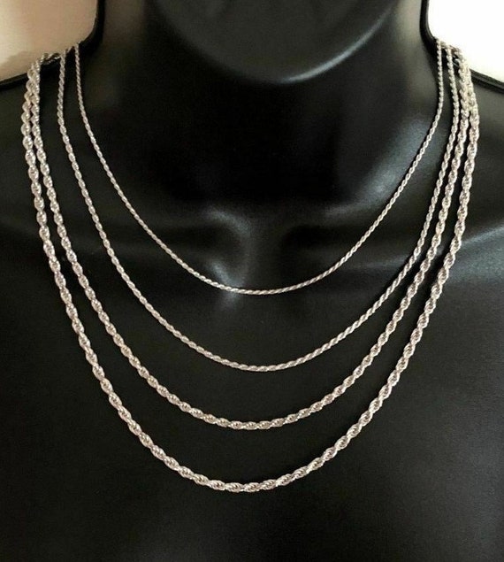 Dorana Catena In Argento Sterling 925 Per Donna - Corda Intrecciata 1,5 Mm, Lunghezza 40-56 Cm, Non Sbiadisce