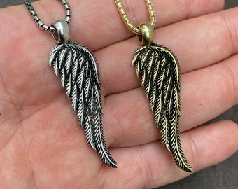 Oxidized Sterling Silver Angel Wing Pendant Necklace: Custom Made