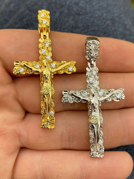 Gioiello Religioso Croce Placcata Collana Crocifisso In Argento 925 Placcato Oro 14k - Croce Di Gesù, Nuova Con Etichette, Made In Italy! Ciondolo - Foto 5