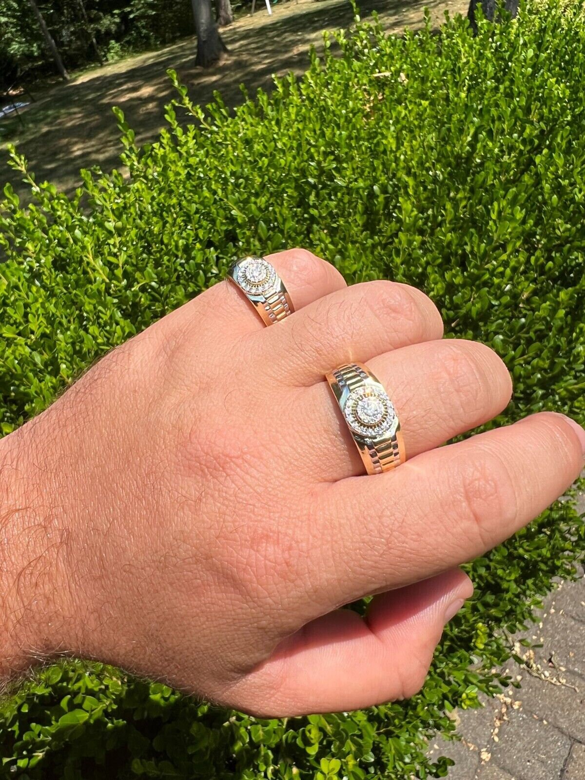 Real Solid 10k Gold Men's Hip Hop Iced Moissanite Ring - Passes Test