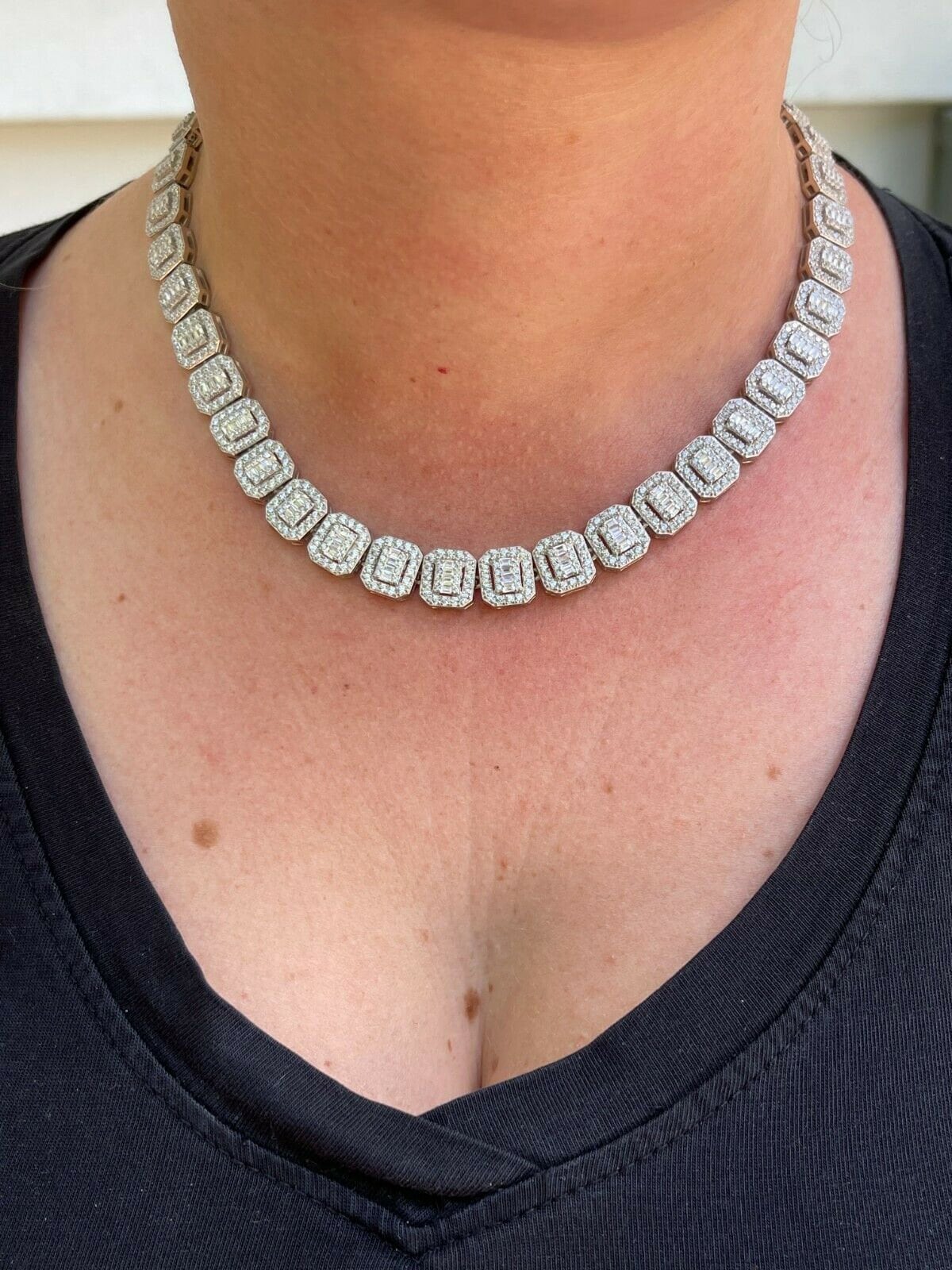 Iced Out Baguette CZ Tennis Chain: Solid 925 Sterling Silver