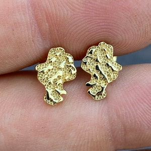 Men&#39;s Women&#39;s Gold over Solid 925 Sterling Silver Nugget Stud Screw Back Earrings