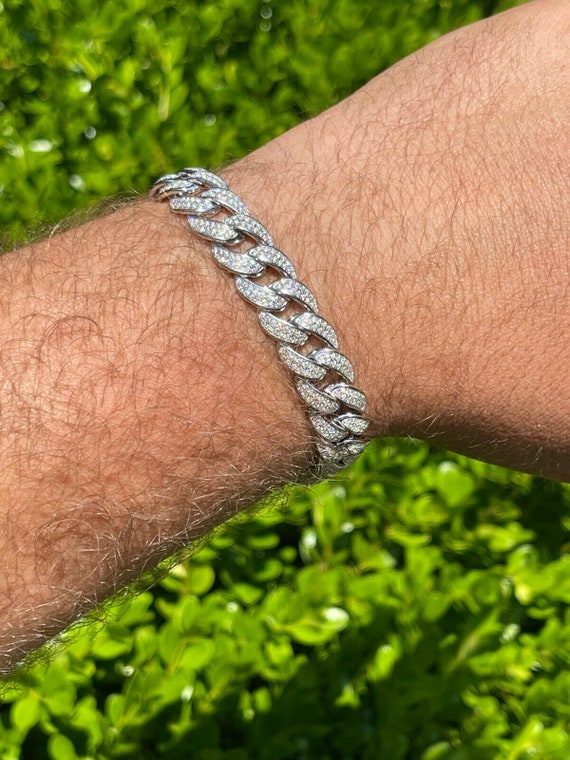 Men's Super Icy 12mm 8 Moissanite Cuban Bracelet 