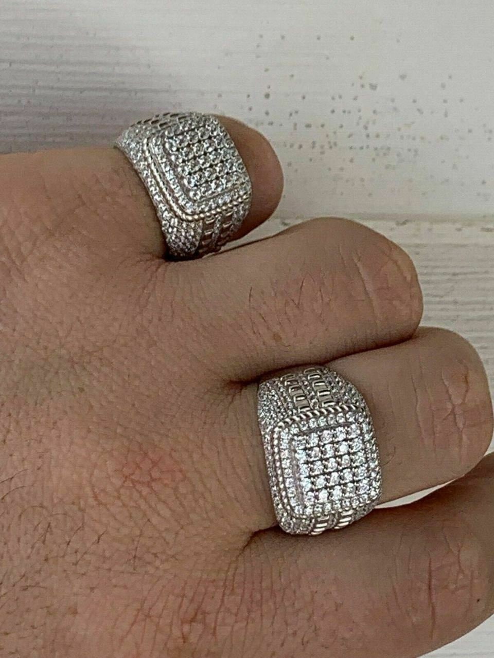 Rubin Ring Echt Massiv 925 Sterling Silber CZ Hip Hop Ring Iced