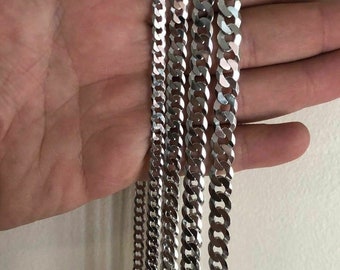 26" 395g MEN'S HEAVY BIKER CUBAN CHAIN LINK SOLID STERLING SILVER 925 NECKLACE E - Foto 3