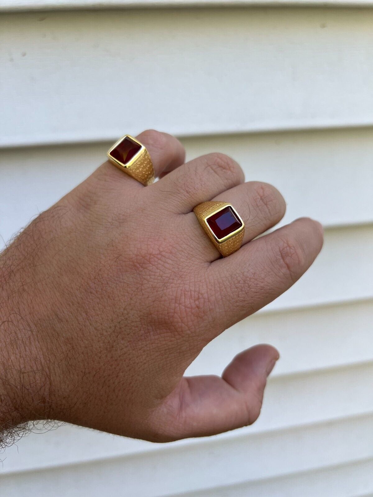 Men's 14K Gold Vermeil Over Solid 925 Sterling Silver Square