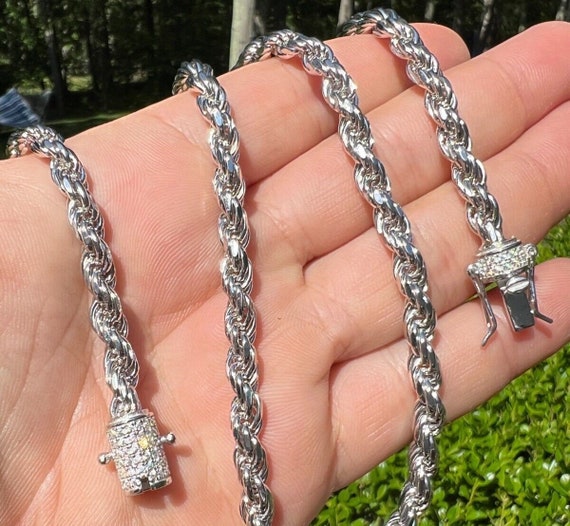 6mm 925 Sterling Silver Diamond Cut Rope Chains 1ct. MOISSANITE