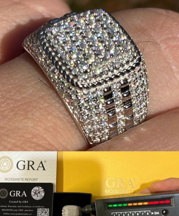 Men's Iced Out Moissanite Square Hip Hop Cluster Pinky Ring Men's Iced Out Moissanite Square Hip Hop Cluster Pinky Ring