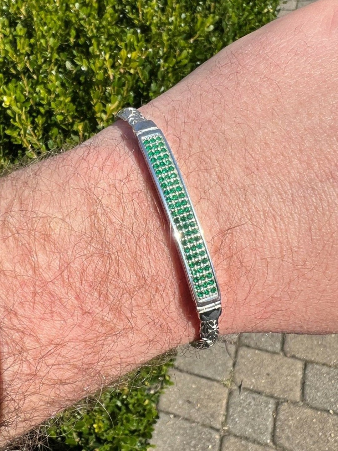 Mens emerald bracelet deals