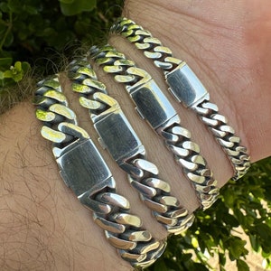 HANDMADE Miami Cuban Bracelet Solid 925 Sterling Silver Oxidized Dark Vintage Look Unique Clasp Available in 6mm, 8mm, 10mm 12mm Thicknesses