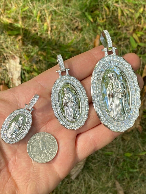 Sterling silver virgin mary pendant clearance