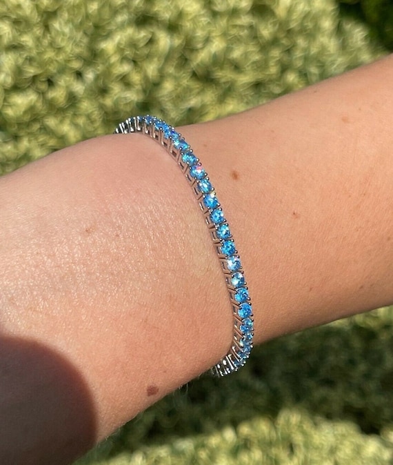 TENNIS CHAIN BRACELET 3 MM LIGHT BLUE TENNIS CHAIN BRACELET 3 MM LIGHT BLUE