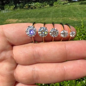 Women&#39;s 0.5 - 4ct Real MOISSANITE Engagement Promise Ring Gold Plating over Solid 925 Sterling Silver, PASSES DIAMOND Tester!!! Sizes 4-10