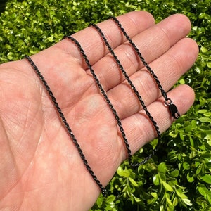 Men&#39;s or Women&#39;s 2MM Oxidized Black Rhodium over Solid 925 Sterling Silver Diamond Cut Rope Chain 16&quot; - 30&quot; lengths