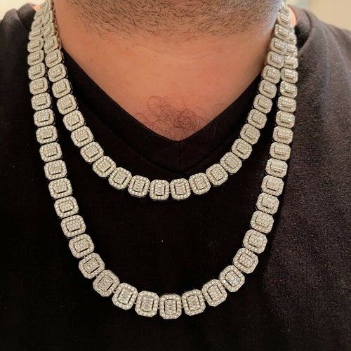 Iced Out Baguette CZ Tennis Chain: Solid 925 Sterling Silver - Etsy